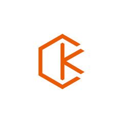 abstract letter ck geometric hexagon line design logo vector