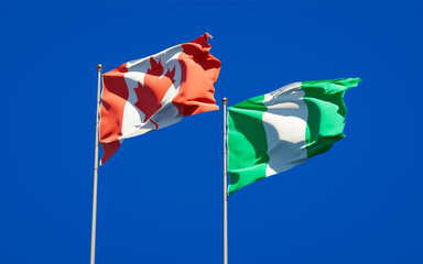 Beautiful national state flags of Nigeria and Canada.