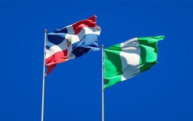 Beautiful national state flags of Nigeria and Dominican Republic.
