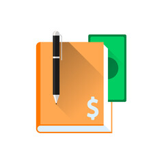 accounting ledger book, financial transaction logbook flat icon vector illustration eps10, for app logo, or icon