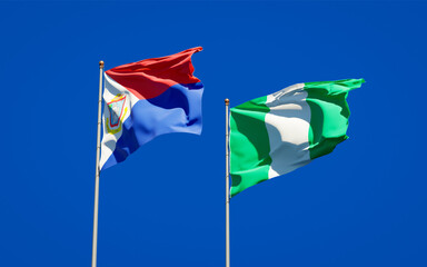 Beautiful national state flags of Sint Maarten and Nigeria.