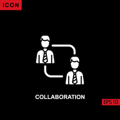 Icon collaboration. Glyph, flat or filled vector icon symbol sign collection