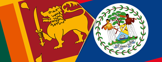 Sri Lanka and Belize flags, two vector flags.