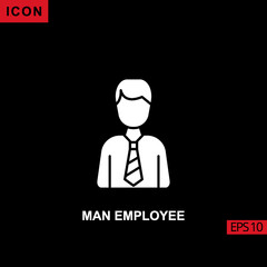 Icon man employee with briefcase. Glyph, flat or filled vector icon symbol sign collection