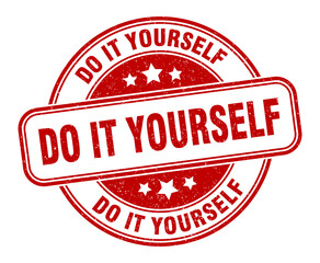 do it yourself stamp. do it yourself label. round grunge sign
