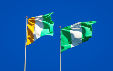 Beautiful national state flags of Cote d'Ivoire and Nigeria.