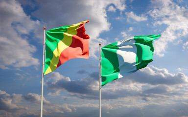 Beautiful national state flags of Republic of the Congo and Nigeria.