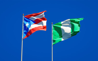 Beautiful national state flags of Puerto Rico and Nigeria.