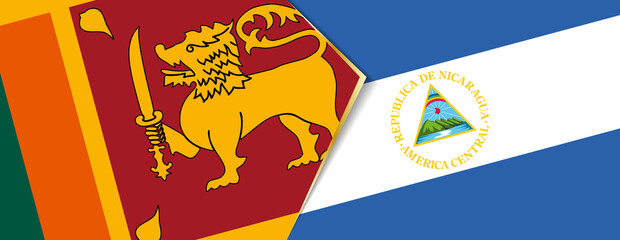 Sri Lanka and Nicaragua flags, two vector flags.