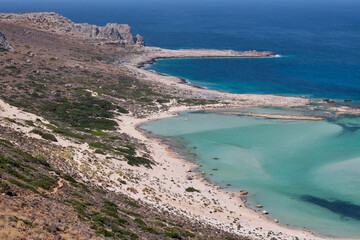 Beach in Balos lagoon on the western side of Crete island, Greece.