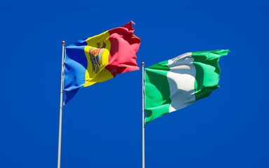 Beautiful national state flags of Moldova and Nigeria.