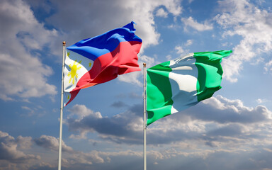 Beautiful national state flags of Philippines and Nigeria.