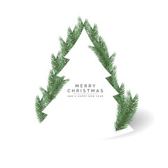 Christmas tree frame with fir branches. Christmas elements vector background.