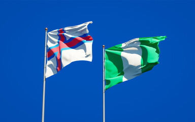 Beautiful national state flags of Faroe Islands and Nigeria.