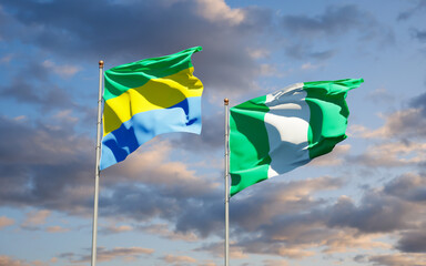 Beautiful national state flags of Gabon and Nigeria.