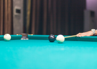 Billiards game - Close-up shot of a man playing billiards