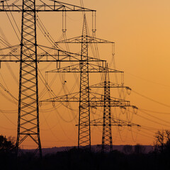 power lines at sunset
