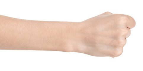 Female caucasian hands isolated white background showing different gestures. woman hands showing gesture holds something or takes, gives, points