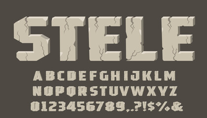 Obraz premium Alphabet made of lithic. Set of letters from crack stone.