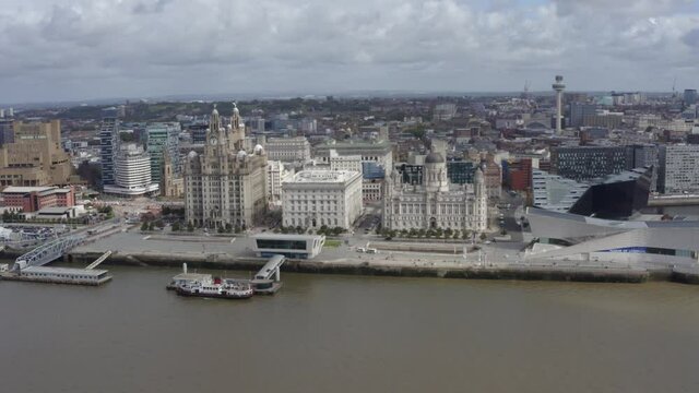 Drone Shot Orbiting Buildings In Liverpool City Centre 02