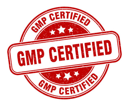 gmp certified stamp. gmp certified label. round grunge sign