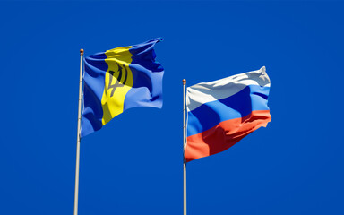 Beautiful national state flags of Russia and Barbados.