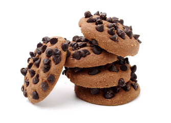 Cookies with chocolate drops isolated on white background 