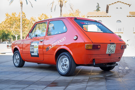 MONTMELO, SPAIN-NOVEMBER 30, 2019: 1975 SEAT 127 LS (Serie 1), rear view