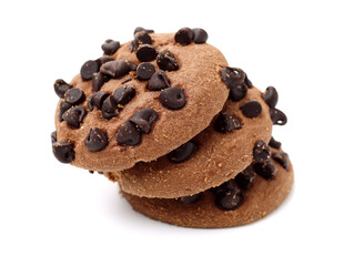 Cookies with chocolate drops isolated on white background 