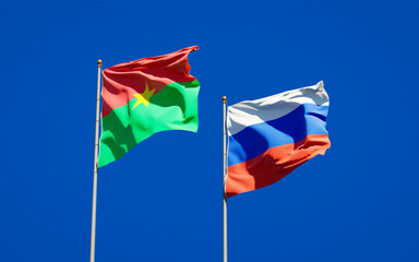 Beautiful national state flags of Russia and Burkina Faso.