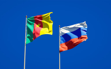 Beautiful national state flags of Russia and Cameroon.