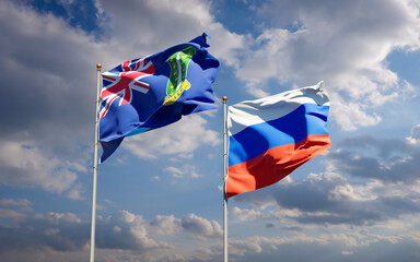 Beautiful national state flags of Russia and British Virgin Islands.