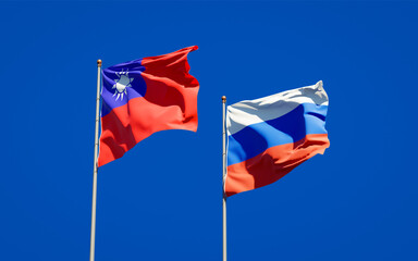 Beautiful national state flags of Russia and Taiwan.