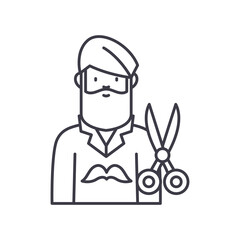 Barber icon, linear isolated illustration, thin line vector, web design sign, outline concept symbol with editable stroke on white background.
