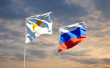 Beautiful national state flags of Russia and Cyprus.