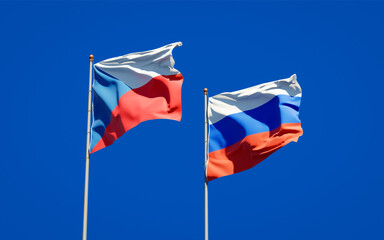 Beautiful national state flags of Russia and Czech.
