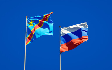 Beautiful national state flags of Russia and Congo.