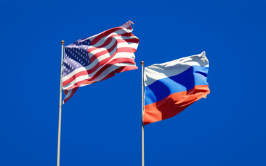 Beautiful national state flags of Russia and Russia.
