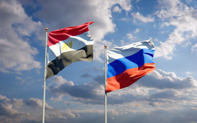 Beautiful national state flags of Egypt and Russia.