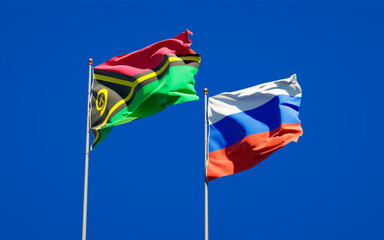 Beautiful national state flags of Vanuatu and Russia.