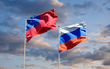 Beautiful national state flags of Samoa and Russia.