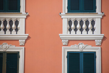 trompe l'oeil in Camogli depicting a beautiful balustrade. It is an ancient Ligurian tradition to...