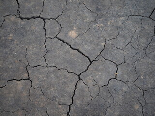 Surface of a grungy dry cracking parched earth for textural background.