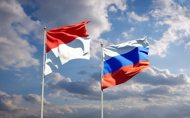 Beautiful national state flags of Nigeria and Russia.