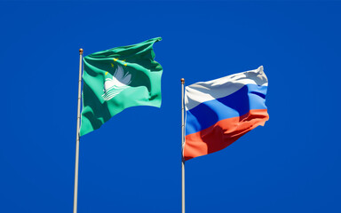 Beautiful national state flags of Macao and Russia.
