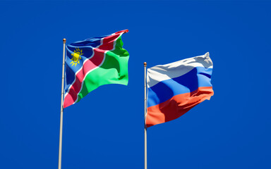 Beautiful national state flags of Namibia and Russia.