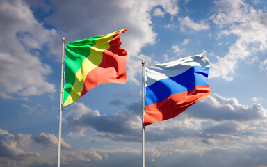 Beautiful national state flags of Republic of the Congo and Russia.