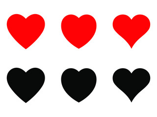 Red and black heart icon, love icon.