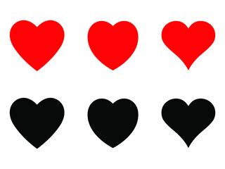 Red and black heart icon, love icon.