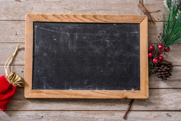 Christmas ornament and blackboard background